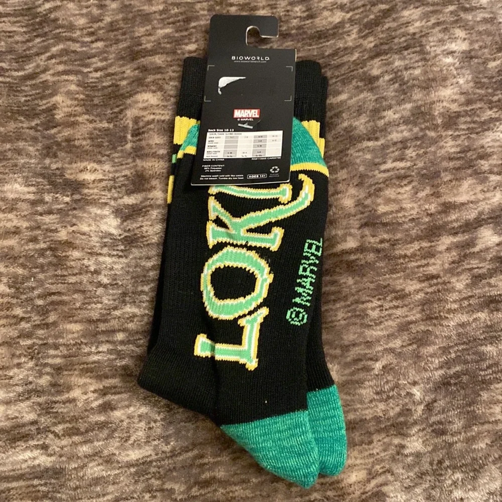 Marvel MCU Loki Logo Crew‎ Socks Superhero Avengers Hot Topic